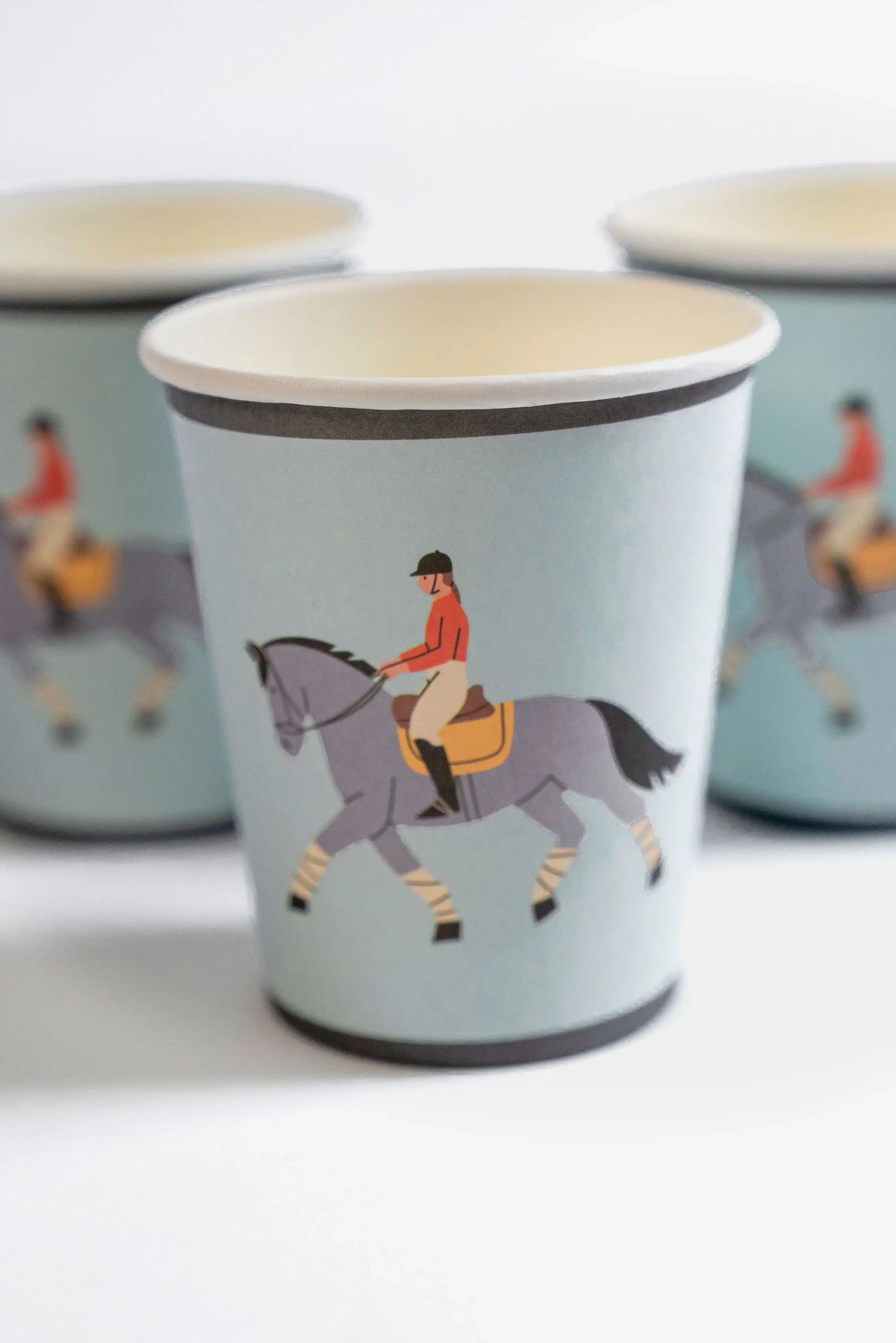 Equestrian Horse Riding Paper Cups (9 oz) | Recyclable Eco Cups for Horse Party, Kids Birthday, Derby or Pony Theme (x 12)