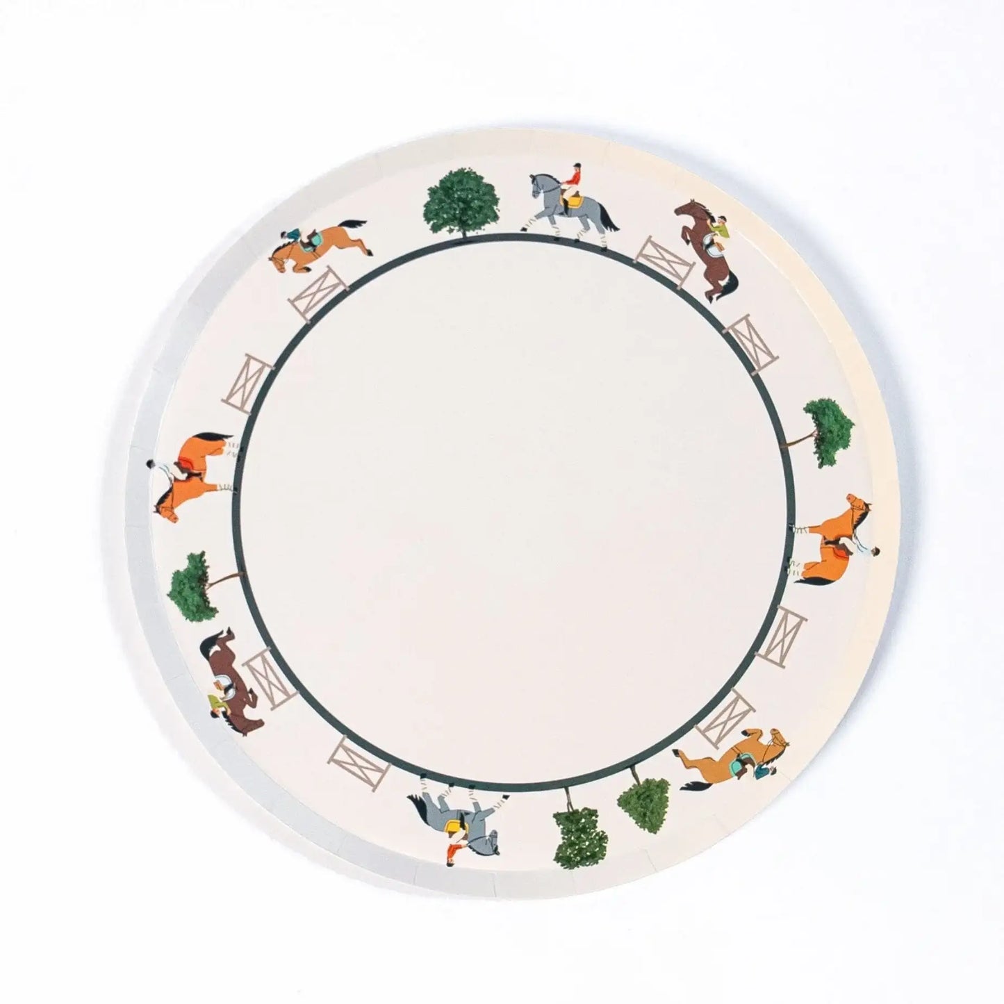 Equestrian Horse Riding Paper Dinner Plates (9 Inch) | Hunter Jumper Party Theme | Eco-Friendly, Recyclable Horse Party Plates for Kids & Adults (x 12)