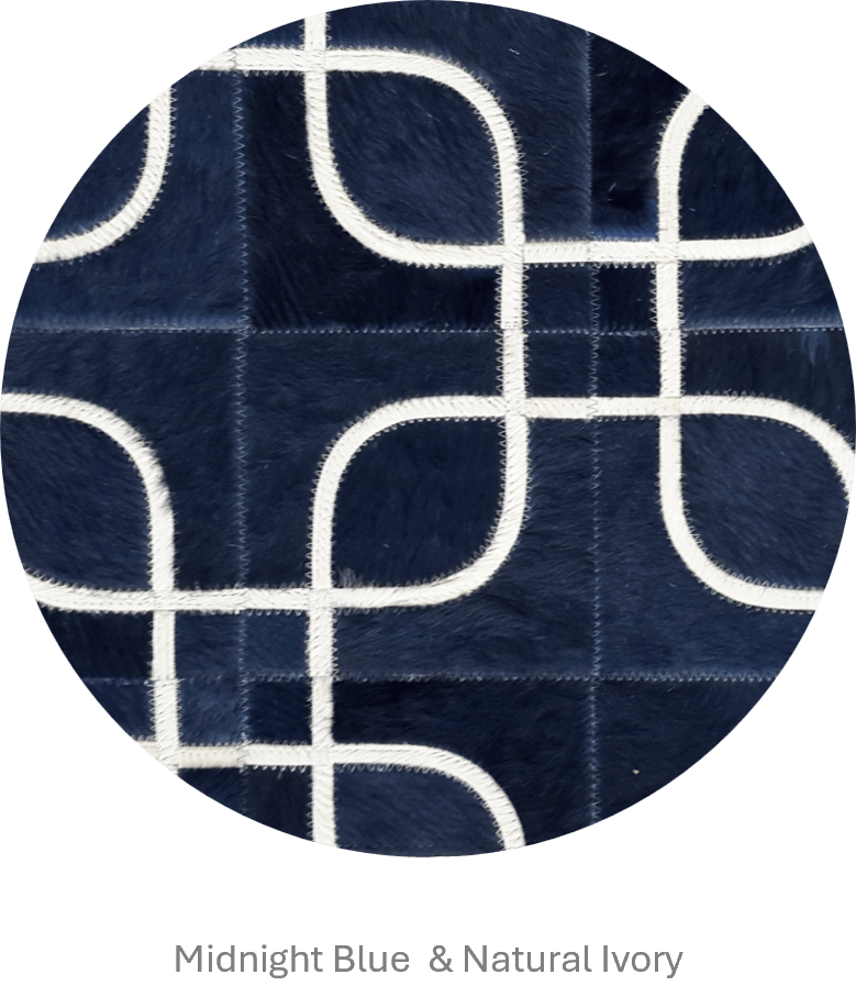 EYES – Geometric Cowhide Rug with Curved Motif