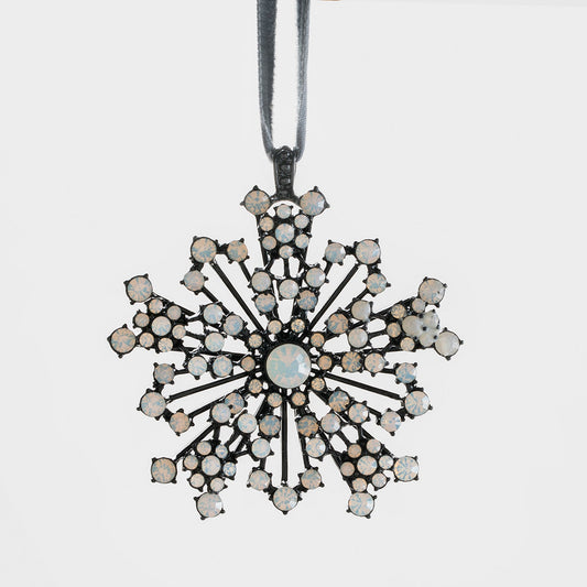 Sparkle snowflake ornament, black with opal