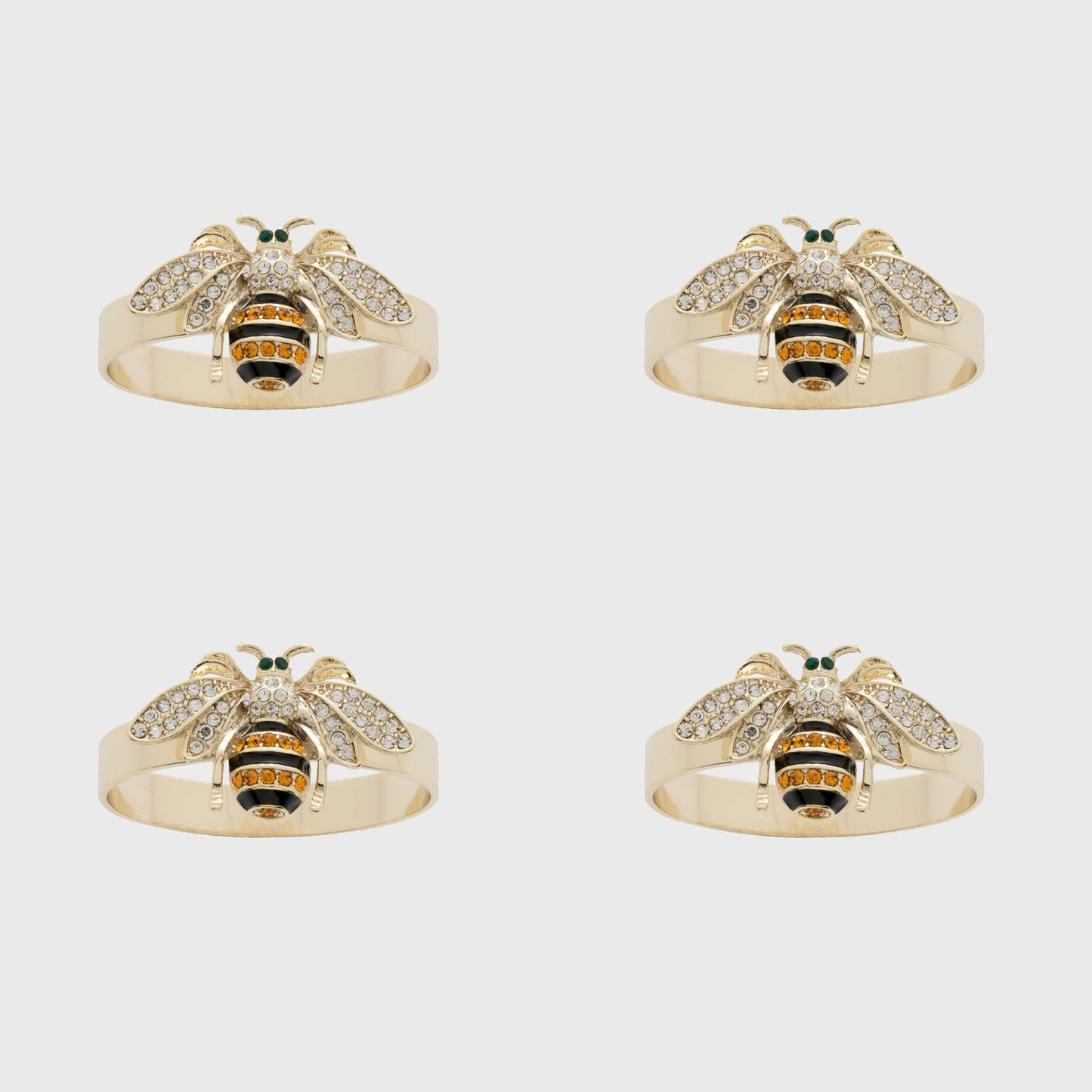 Skinny stripey bee napkin rings, set of four