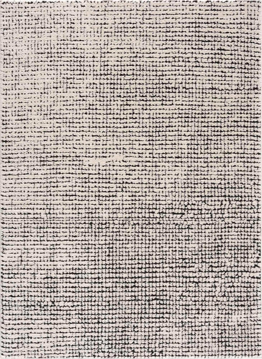 Keita Cream & Black Grid Plush Rug