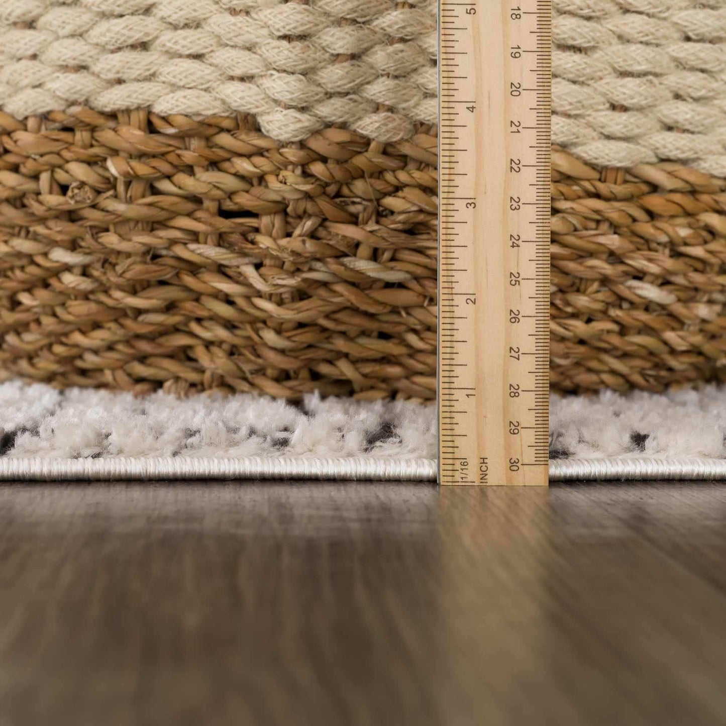 Keita Cream & Black Grid Plush Rug