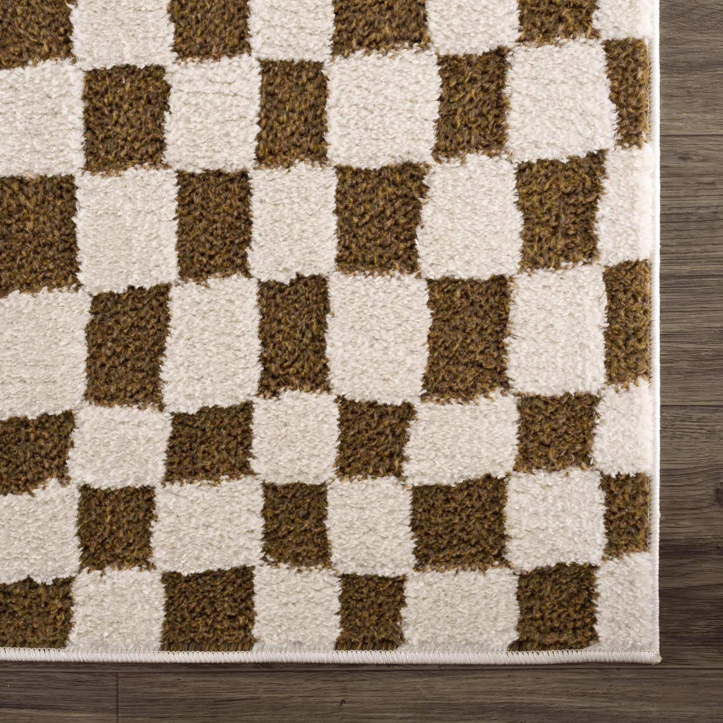 Lajos Brown Checkered Shag Rug - Clearance