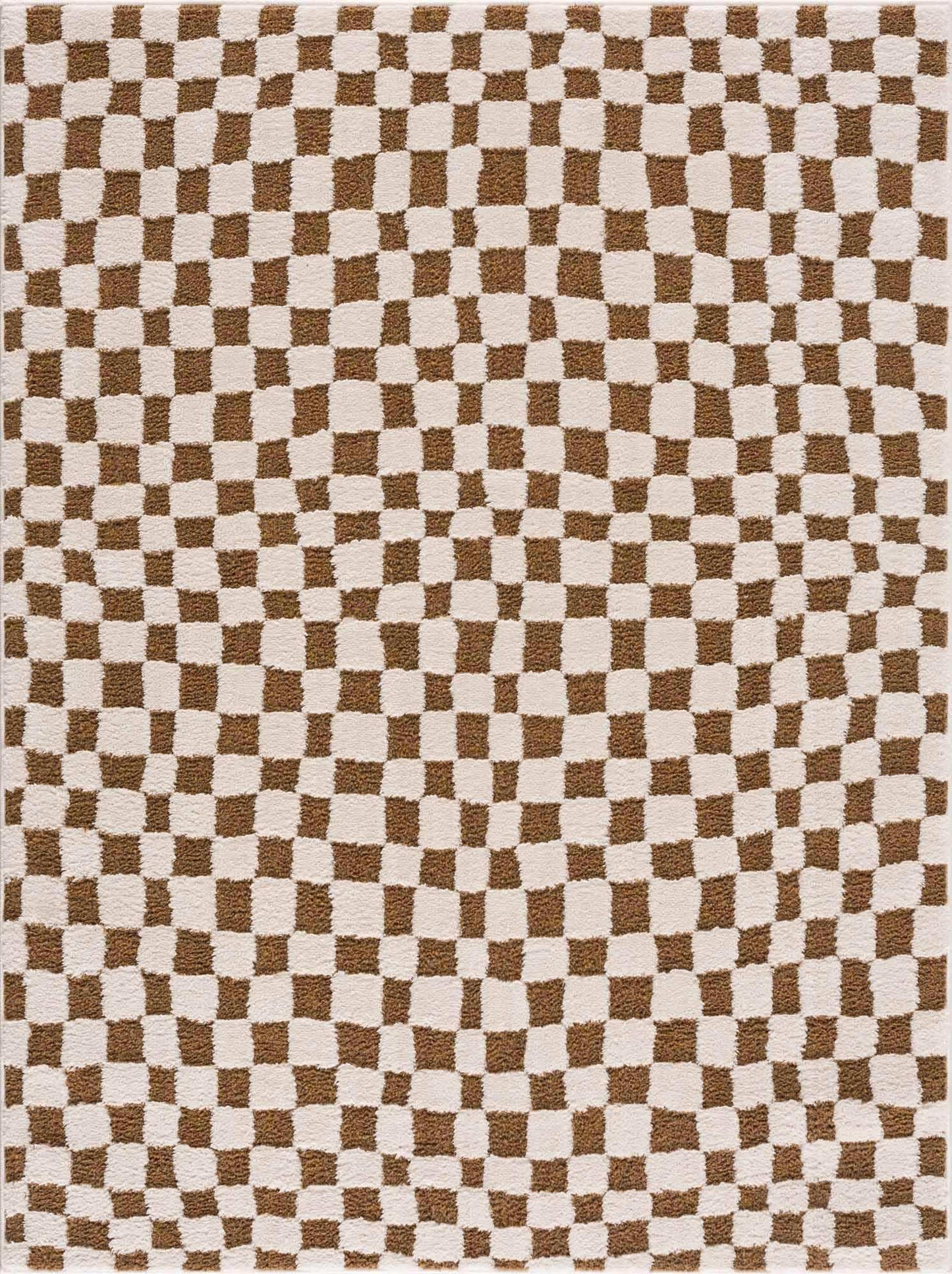 Lajos Brown Checkered Shag Rug - Clearance
