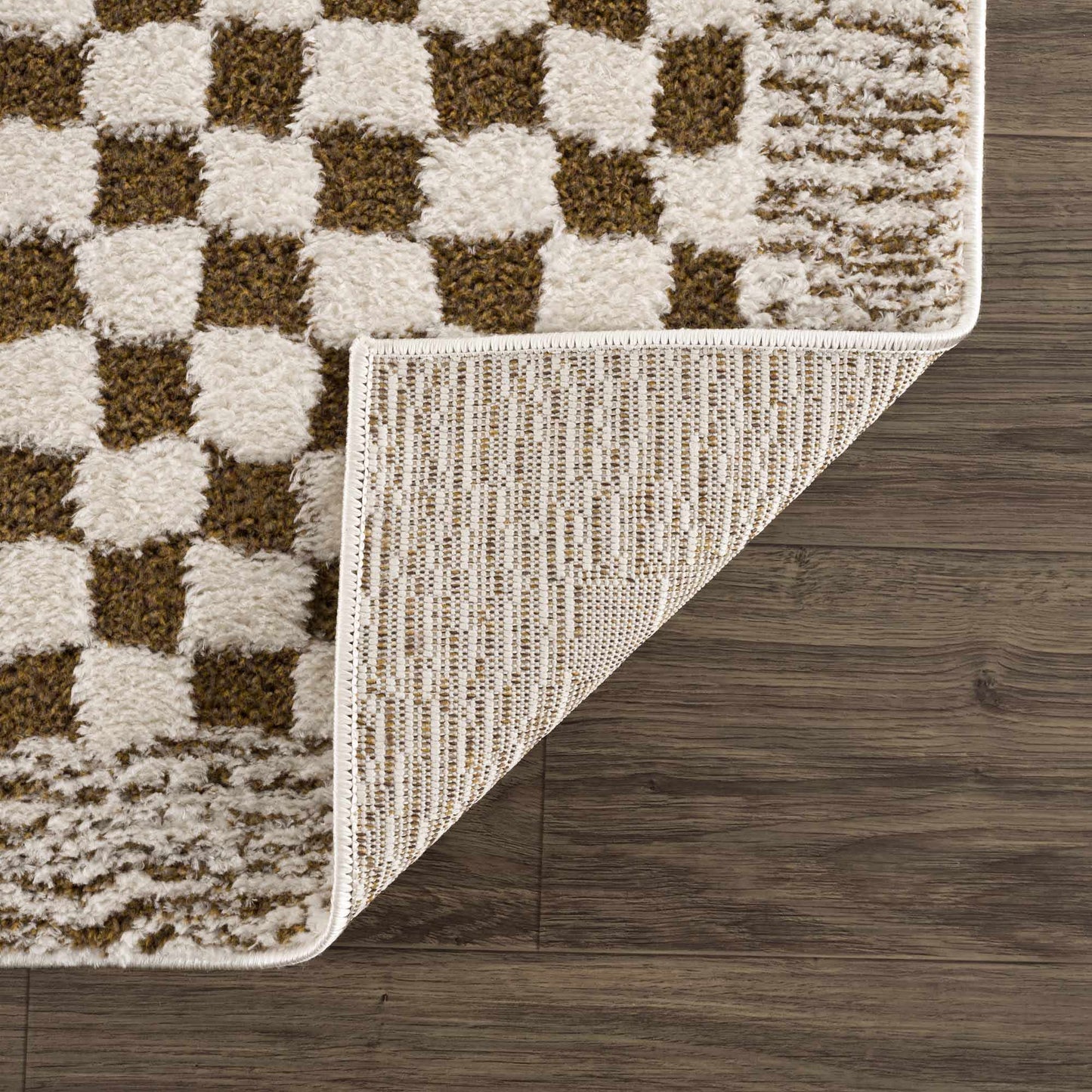 Leryn Brown & White Checkered Area Rug