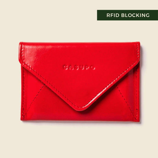Mini Envelope Wallet With RFID protection - Fire Red