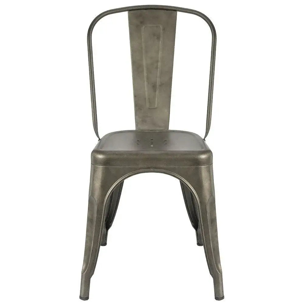Set of 4 - Stackable Modern Cafe Bistro Dining Side Chair in Gun Metal Finish