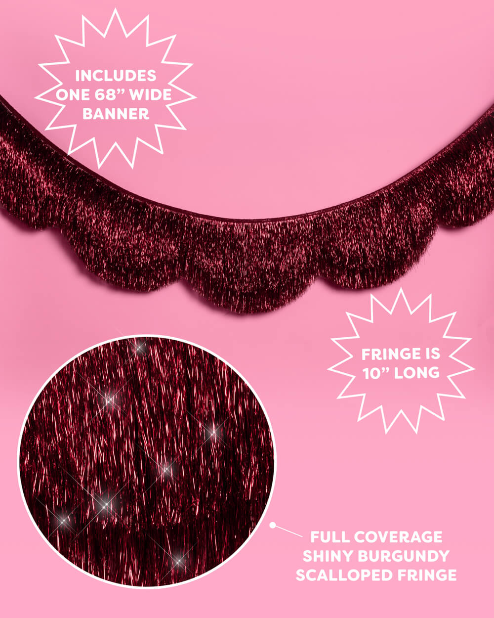 Burgundy Scallop Fringe - scalloped banner