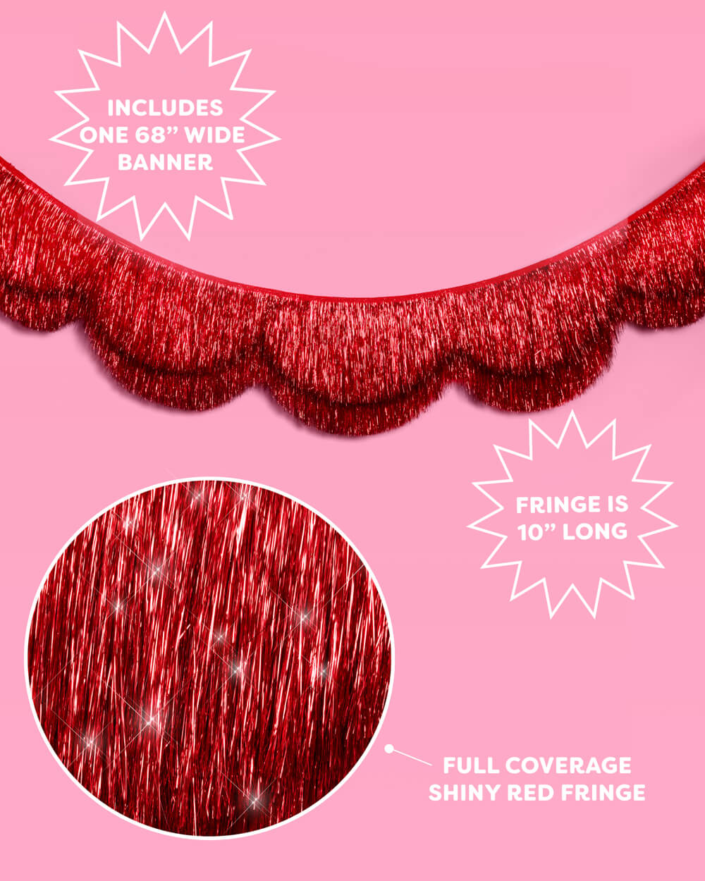 Cherry Red Fringe - scalloped banner