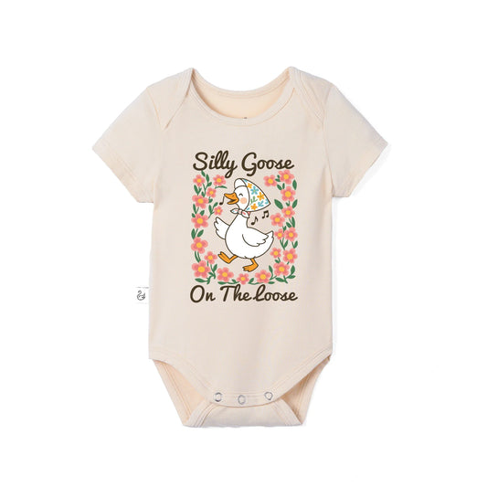 Floral 'Silly Goose' Bamboo Bodysuit in Cute & Soft Baby Onesie