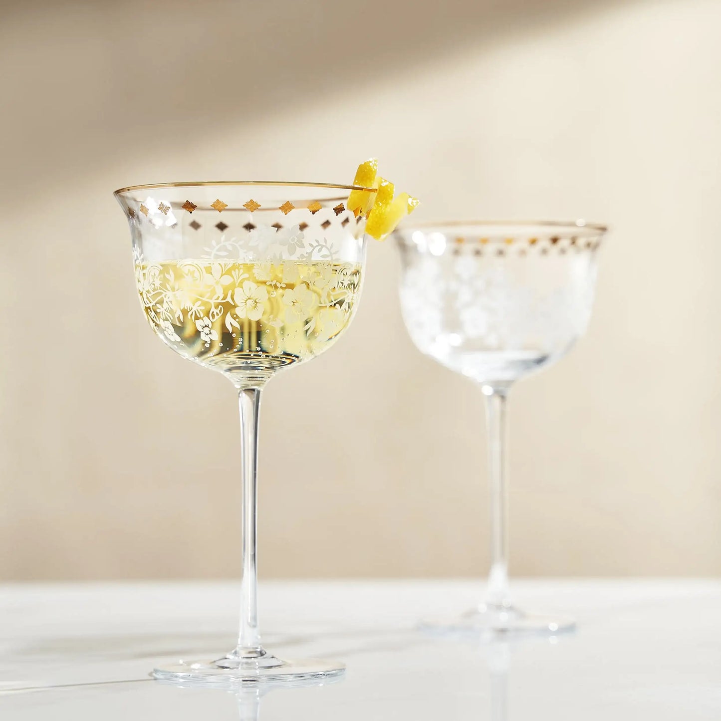 Trevi Champagne Coupe Cocktail Glassware, Set of 2