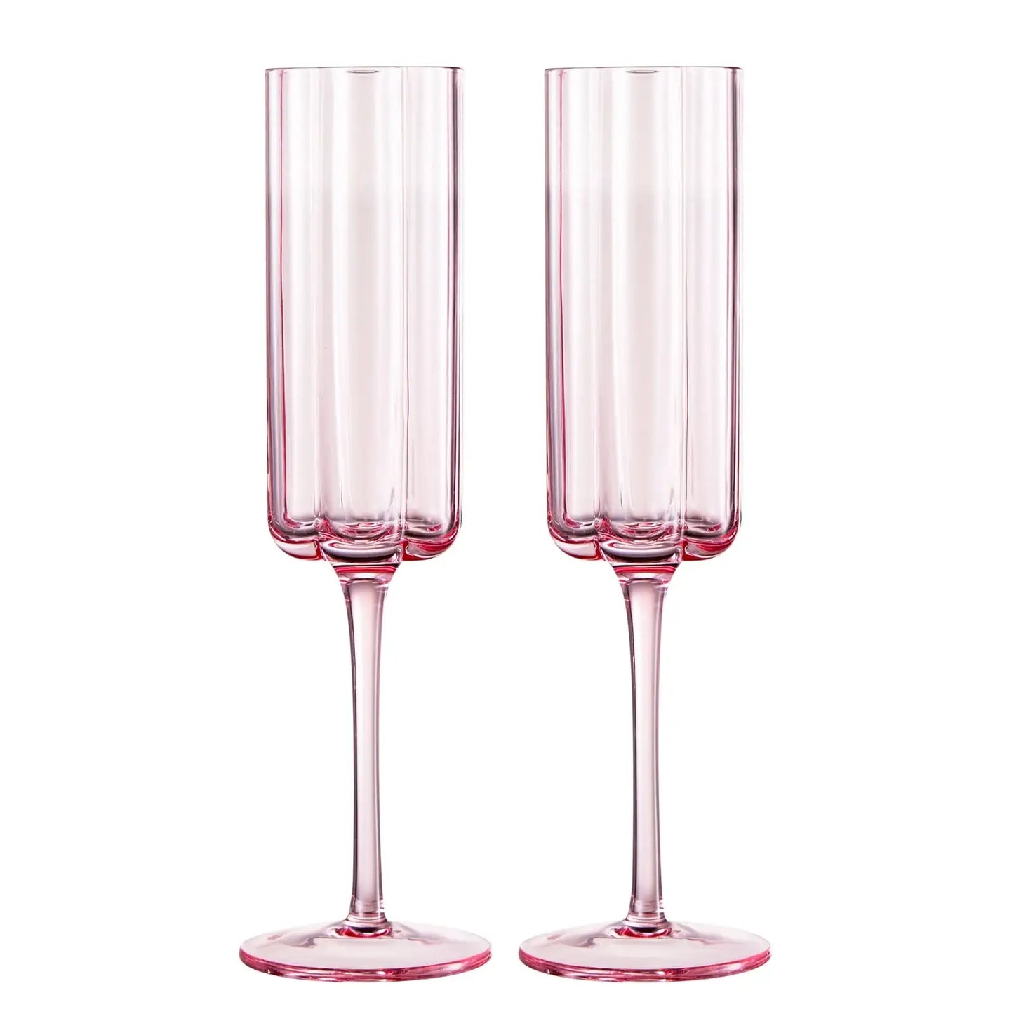 Flower Champagne Flute Glassware, Set of 2