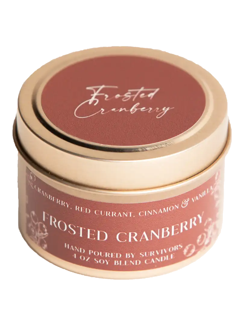 Frosted Cranberry Tin Candle