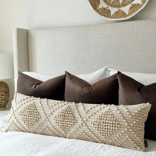 Verona Oversized Lumbar Pillow Cover – Neutral Textured Bed Pillow