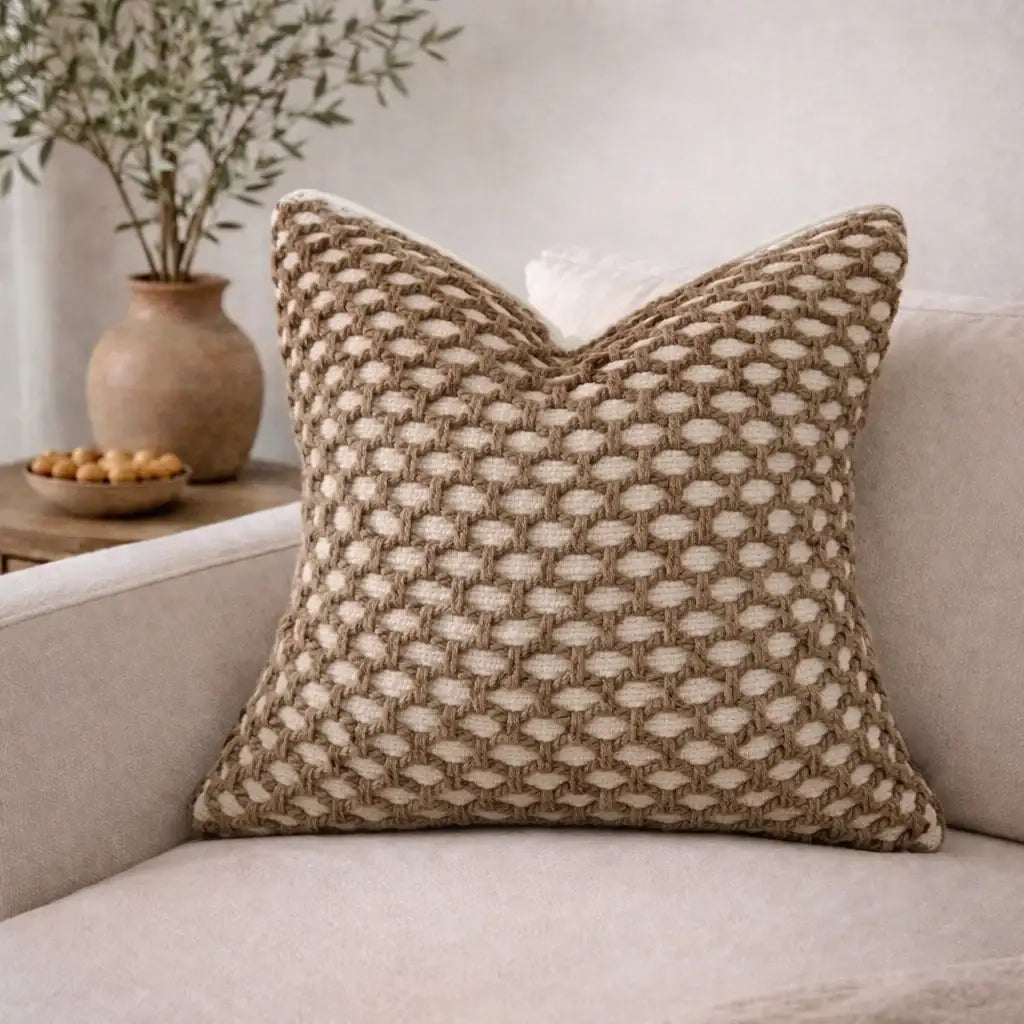 Tuban Pillow Cover – Neutral Textured Boho Accent Pillow