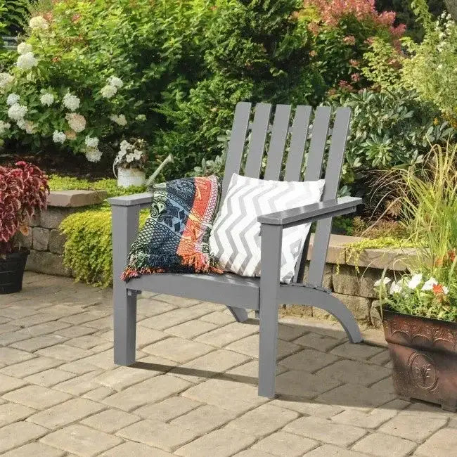 Indoor/Outdoor Acacia Wood Adirondack Lounge Armchair - Grey