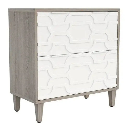 Modern Grey/White Wood 2 Drawer Filing Cabinet Printer Stand