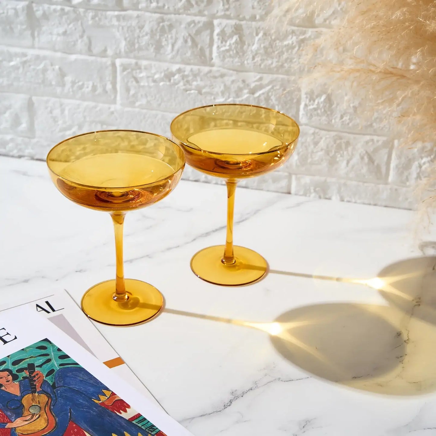 Palazzo Champagne Coupe, Cocktail Glassware, Set of 2, Yellow