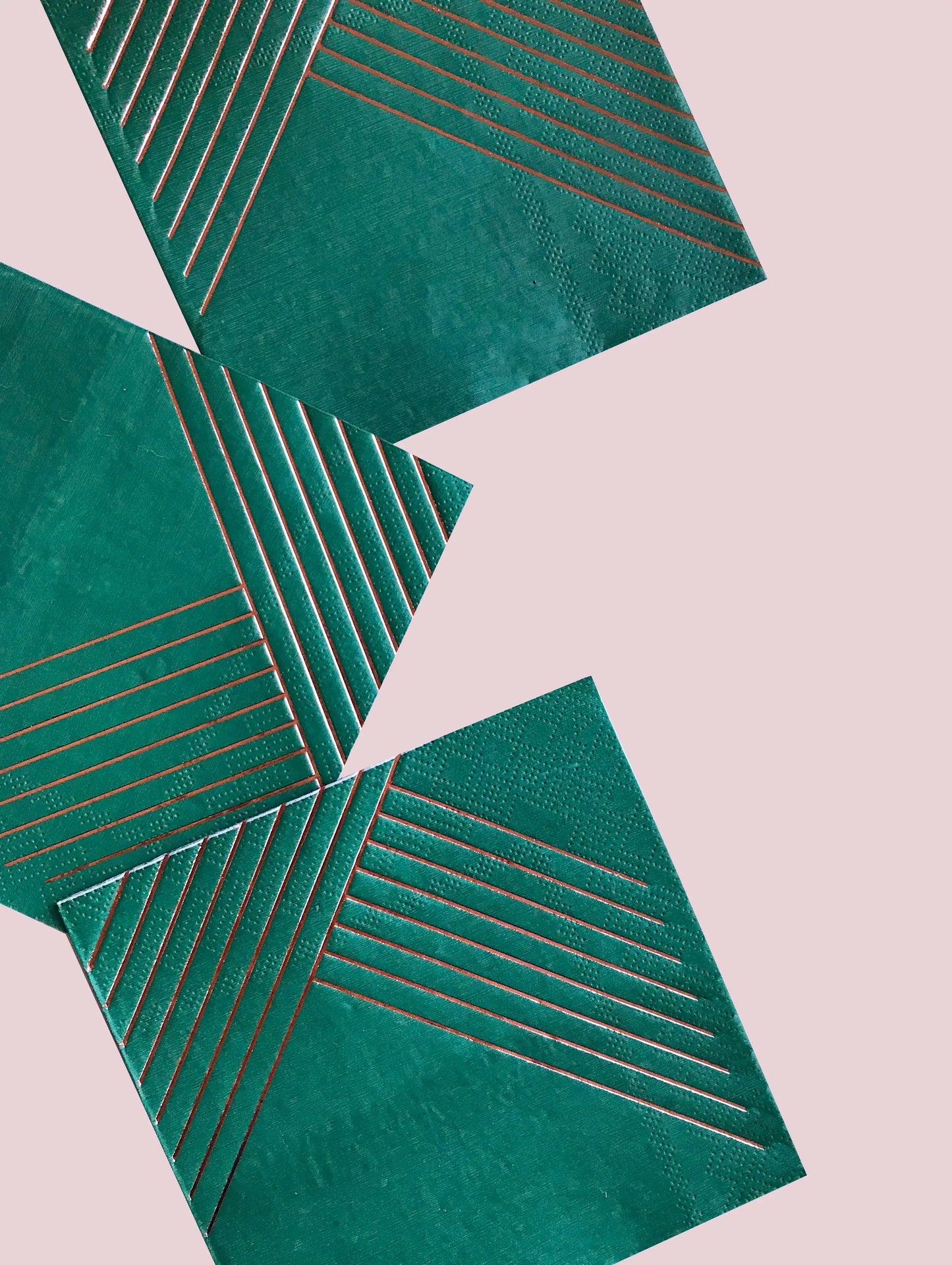 Manhattan - Dark Green Striped Cocktail Paper Napkins