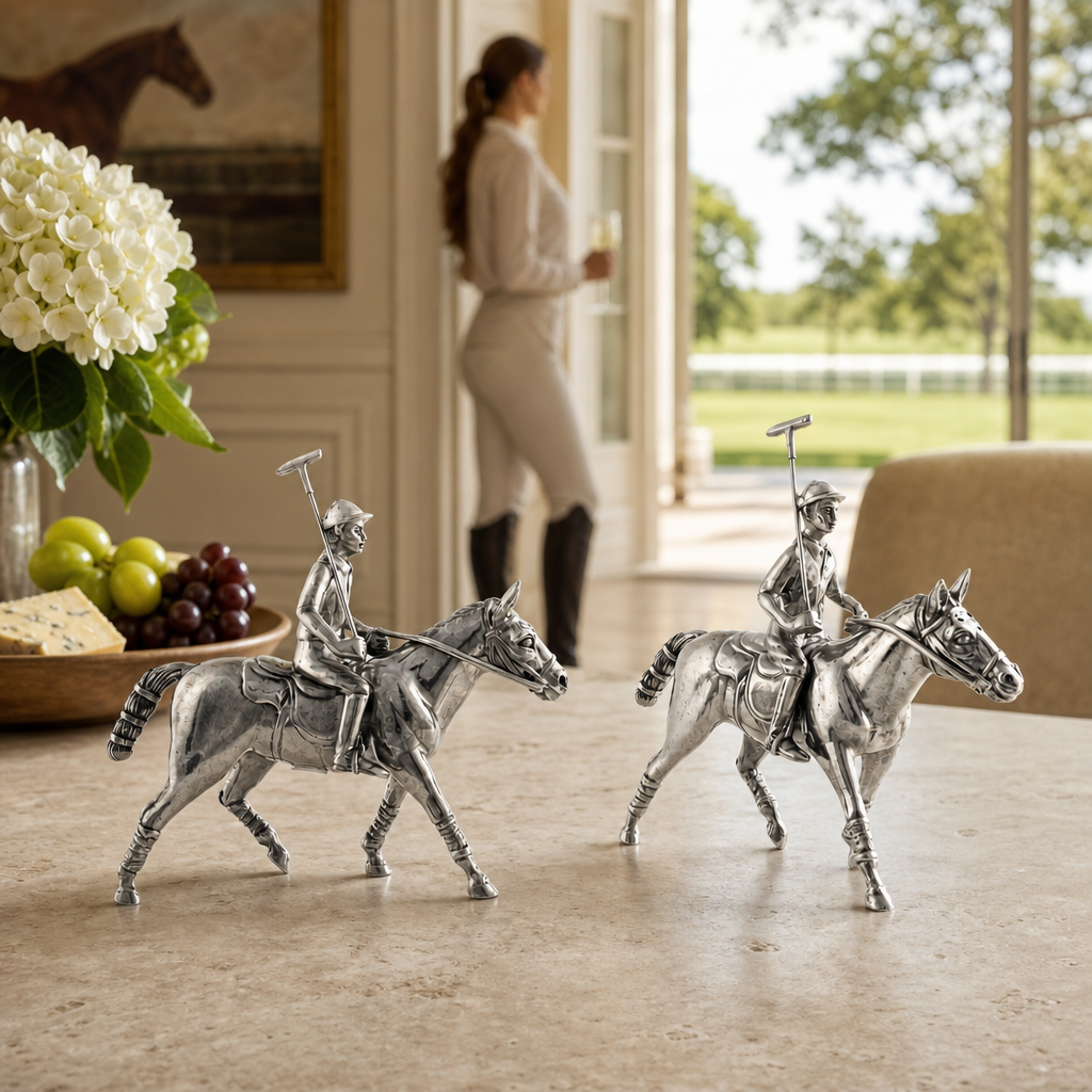 Pewter Polo Player Salt & Pepper Set