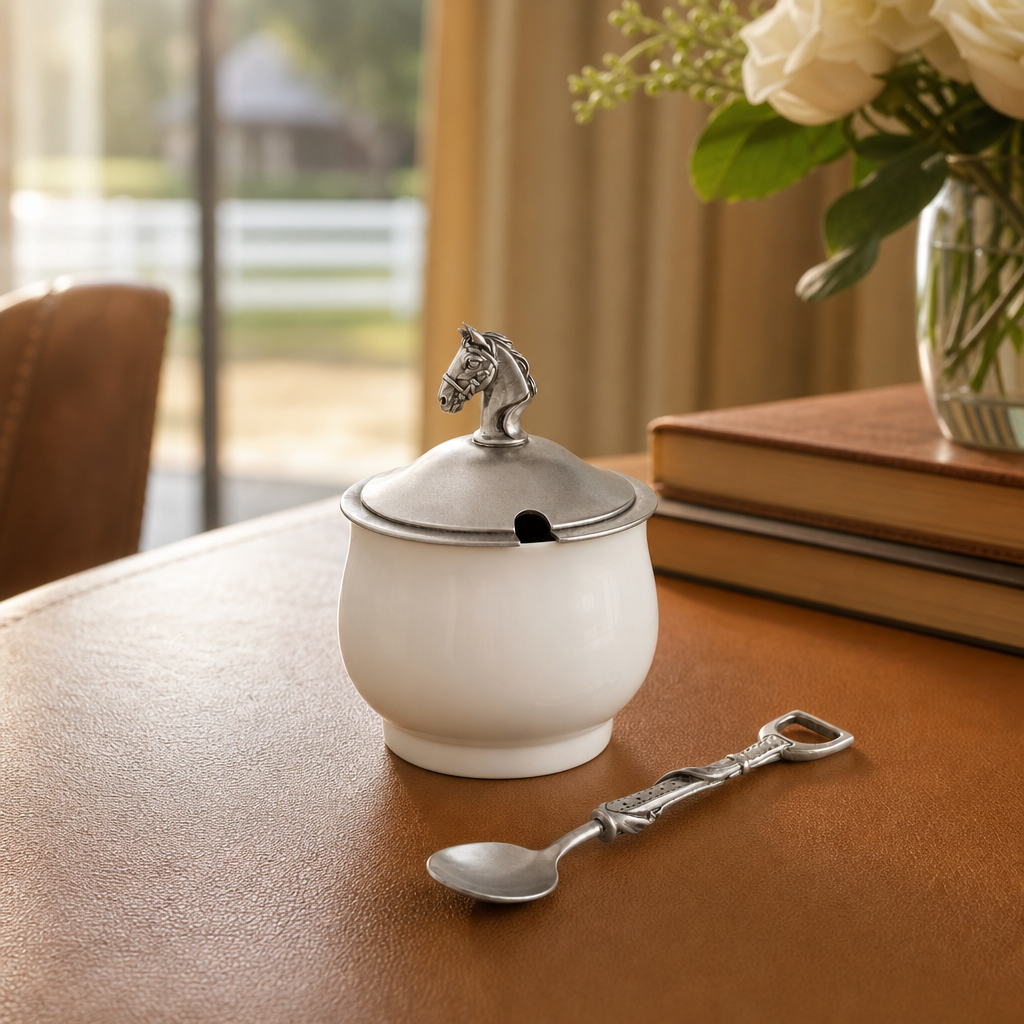 Equestrian Sugar Bowl and Spoon