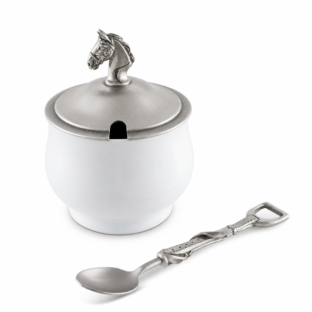 Equestrian Sugar Bowl and Spoon