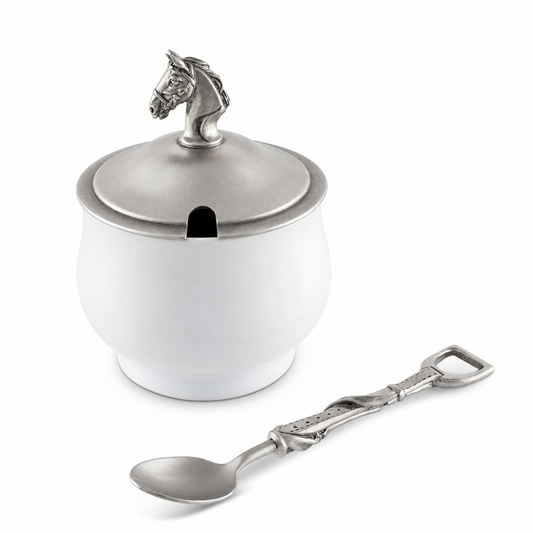 Equestrian Sugar Bowl and Spoon