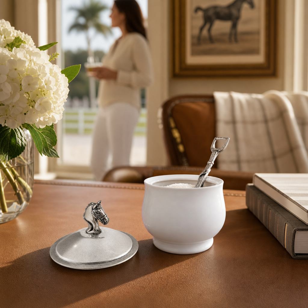 Equestrian Sugar Bowl and Spoon