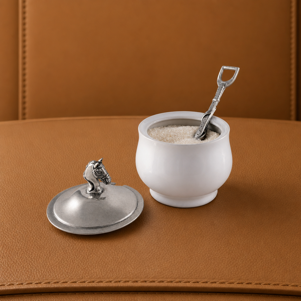Equestrian Sugar Bowl and Spoon