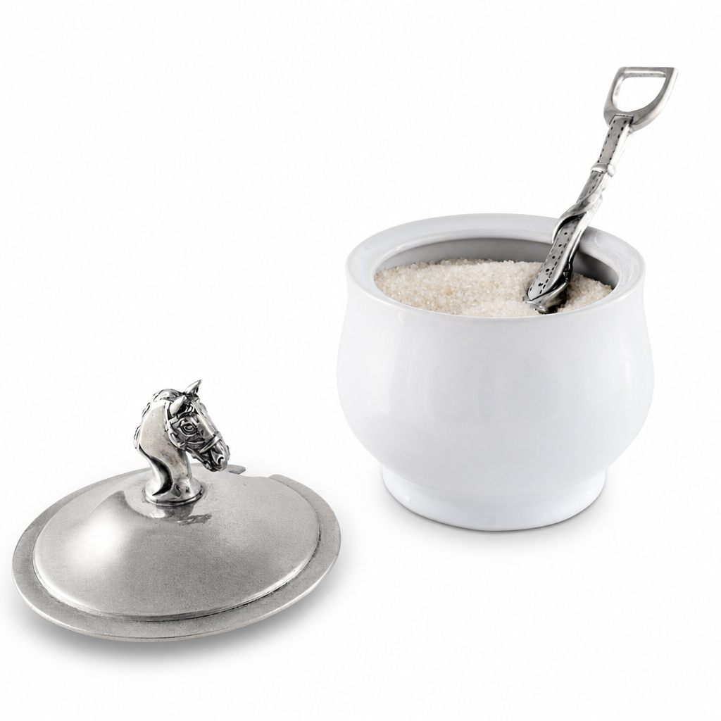 Equestrian Sugar Bowl and Spoon