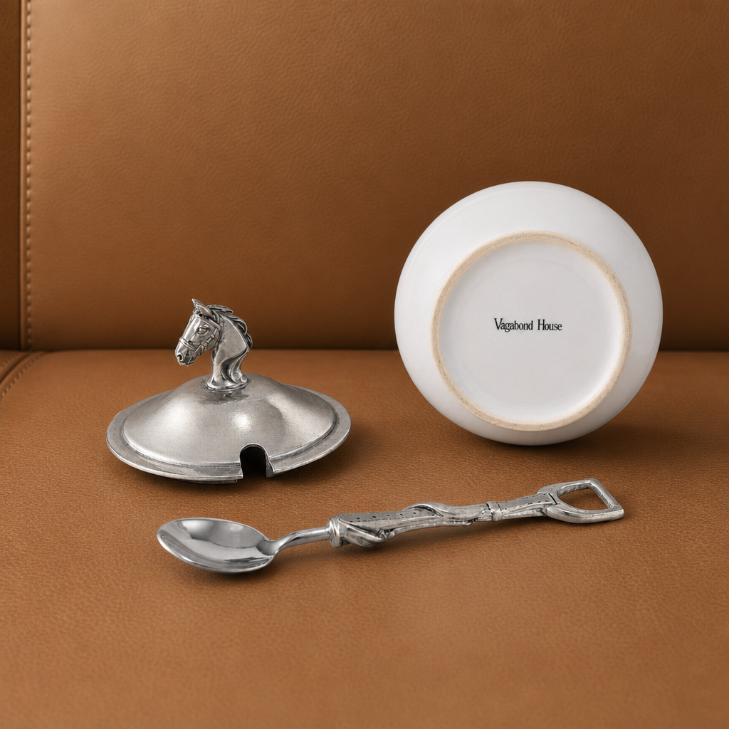 Equestrian Sugar Bowl and Spoon