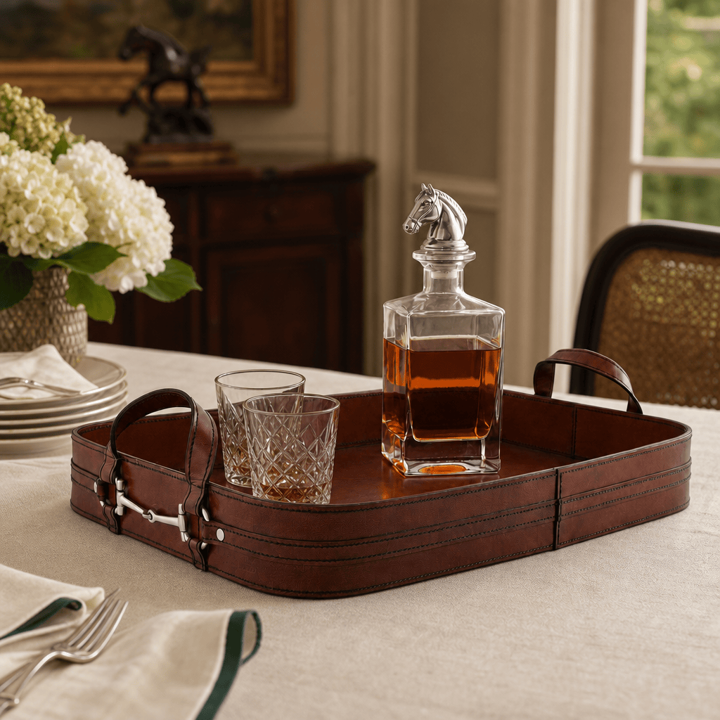 Premium Genuine Leather Bit Serving Tray – Perfect for Entertaining