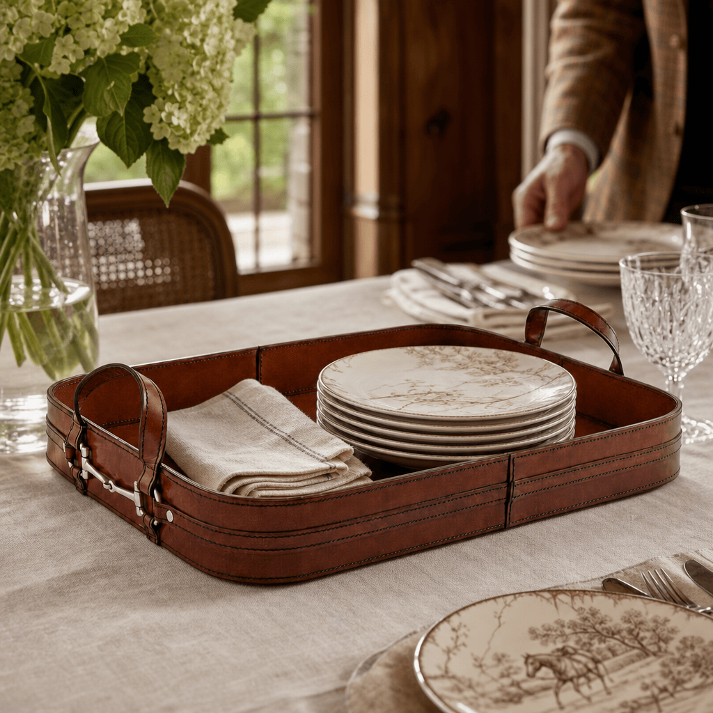 Premium Genuine Leather Bit Serving Tray – Perfect for Entertaining