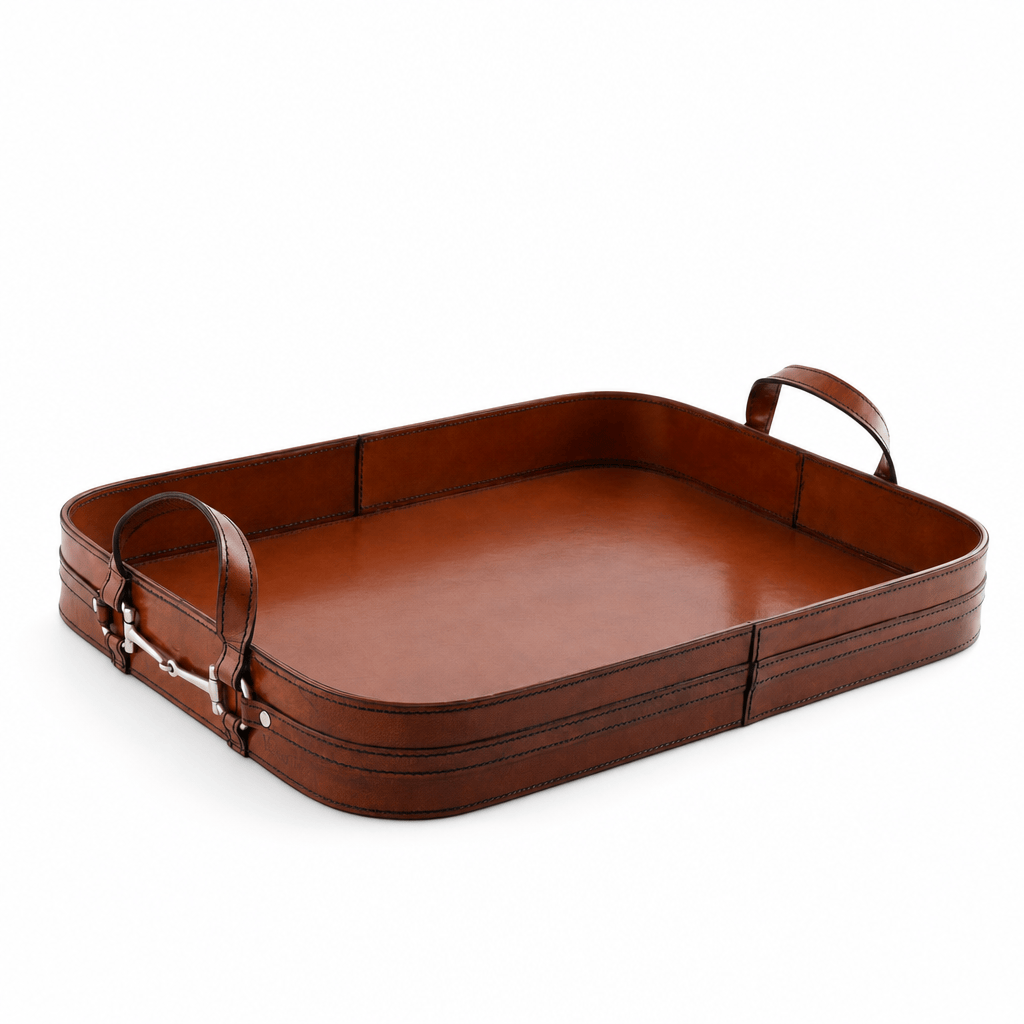 Premium Genuine Leather Bit Serving Tray – Perfect for Entertaining
