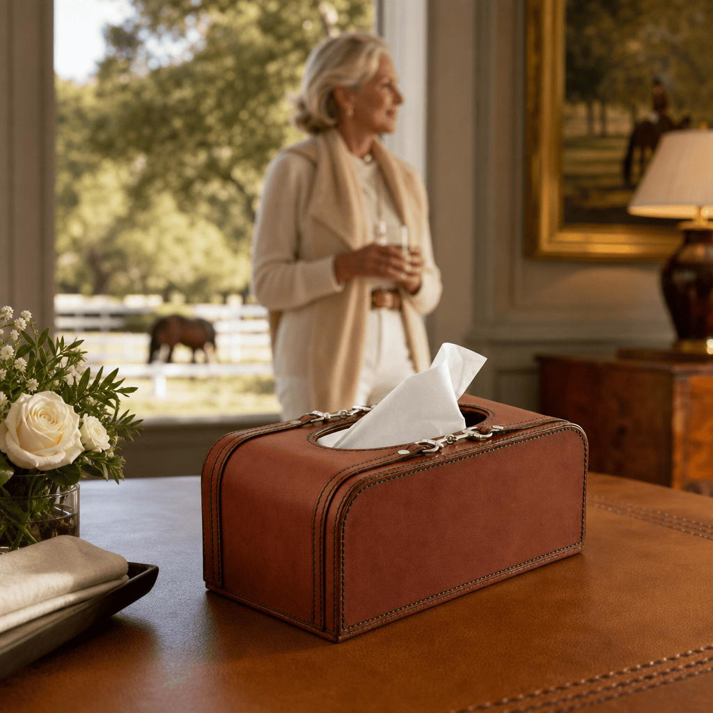 Premium Genuine Leather Bit Tissue Box