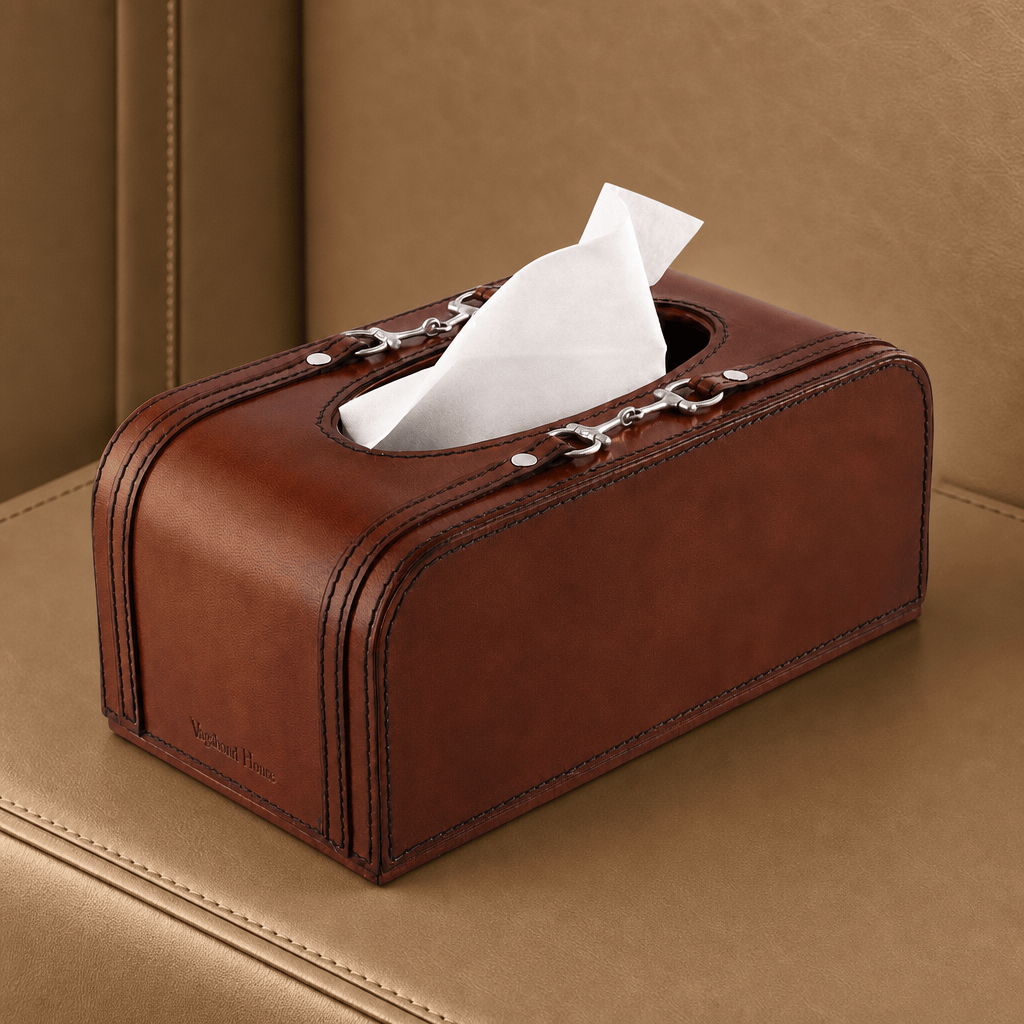 Premium Genuine Leather Bit Tissue Box