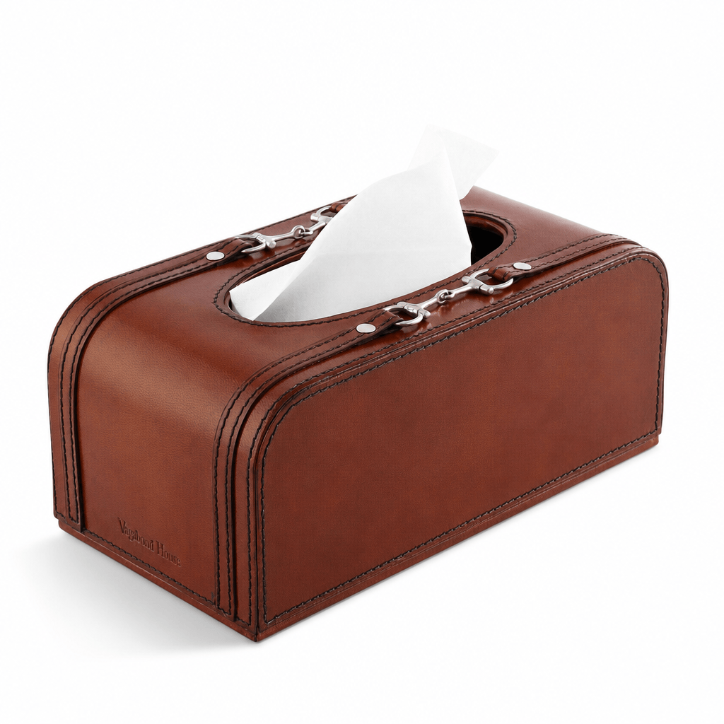 Premium Genuine Leather Bit Tissue Box