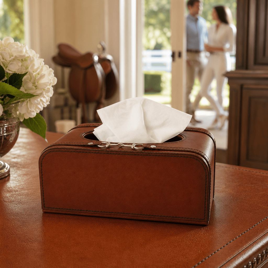 Premium Genuine Leather Bit Tissue Box