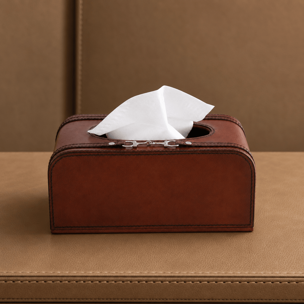 Premium Genuine Leather Bit Tissue Box