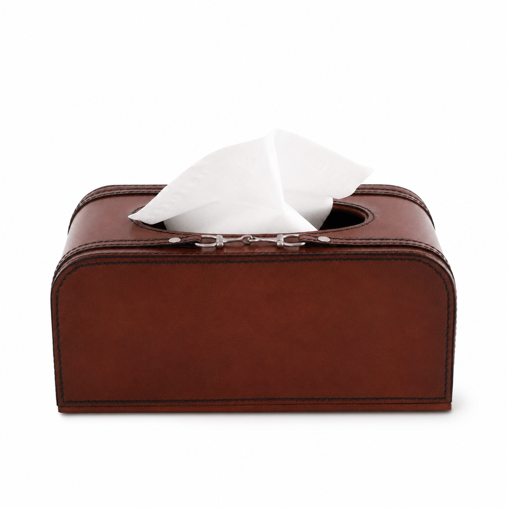 Premium Genuine Leather Bit Tissue Box