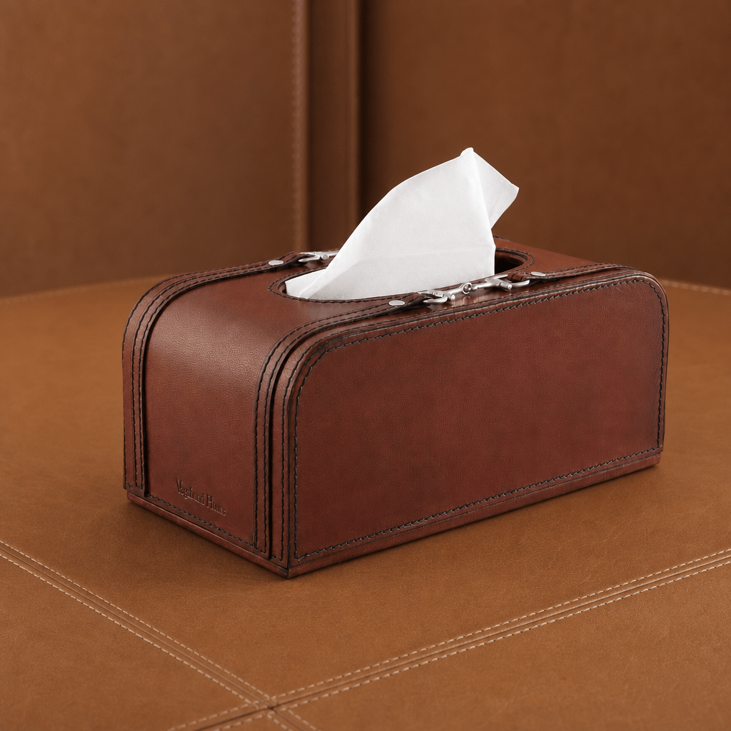Premium Genuine Leather Bit Tissue Box