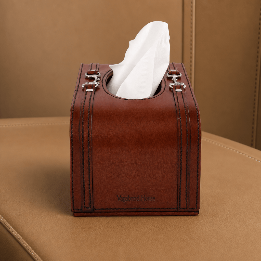 Premium Genuine Leather Bit Tissue Box