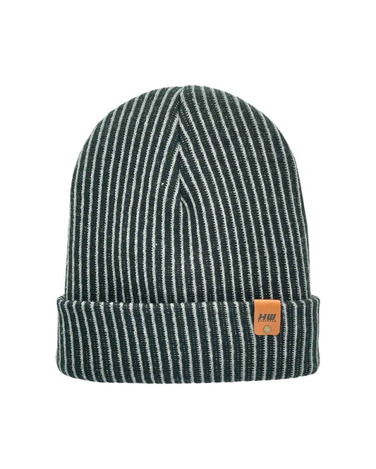 HAAKWEAR Traditional Cuffed Wide Ribbed Striped Beanie / Hat, Black / Gray, Limited Edition - Made in USA