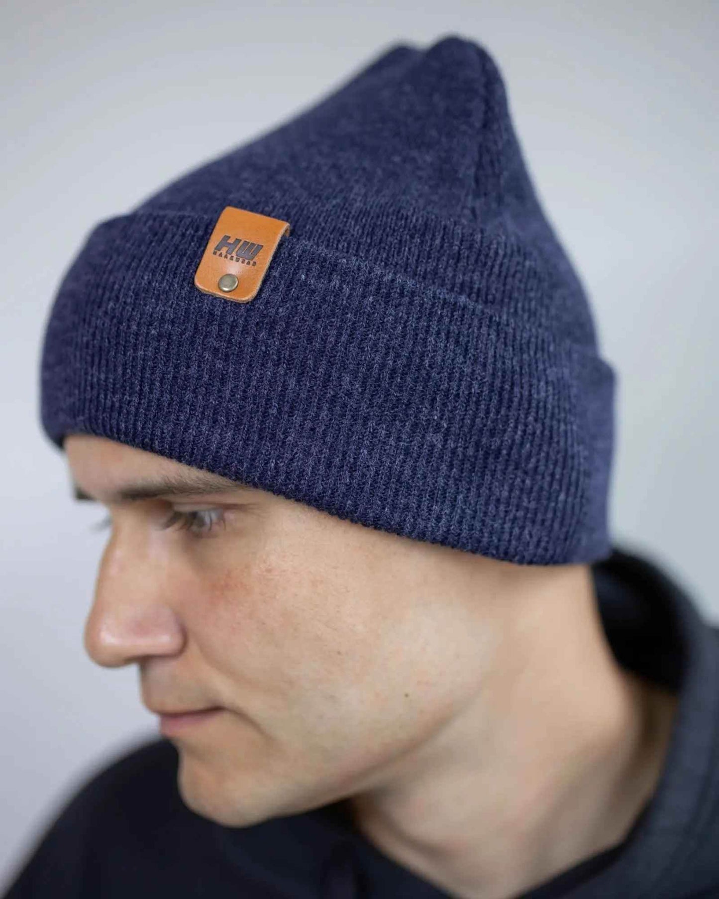 HAAKWEAR Traditional Denim Blue Beanie | Classic Cuffed Knit Hat | Made in USA