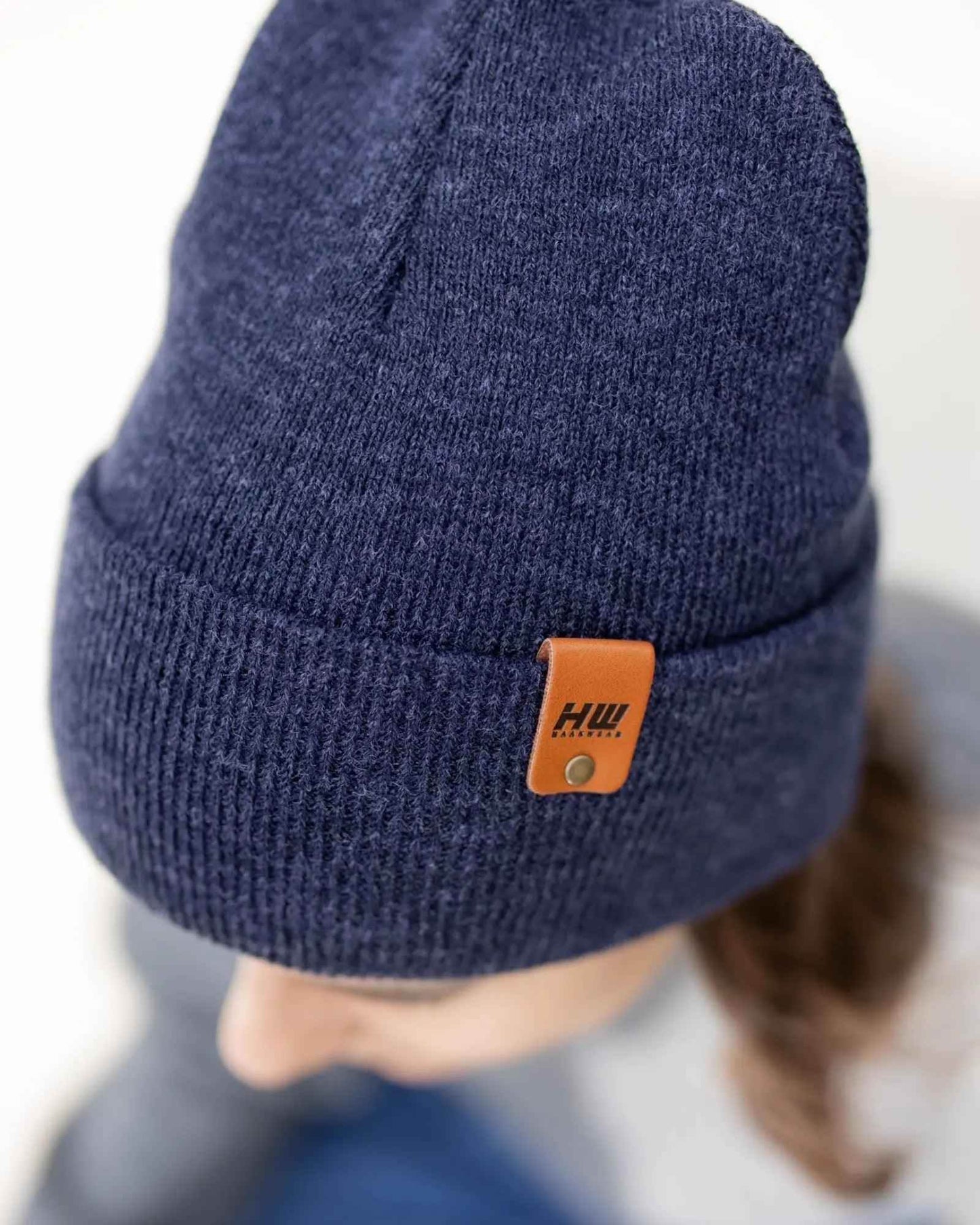HAAKWEAR Traditional Denim Blue Beanie | Classic Cuffed Knit Hat | Made in USA