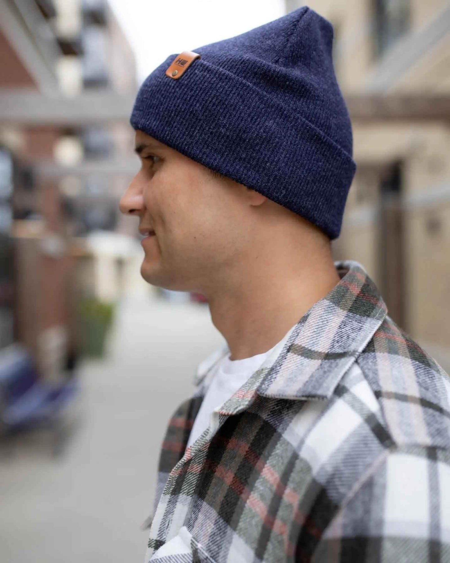 HAAKWEAR Traditional Denim Blue Beanie | Classic Cuffed Knit Hat | Made in USA