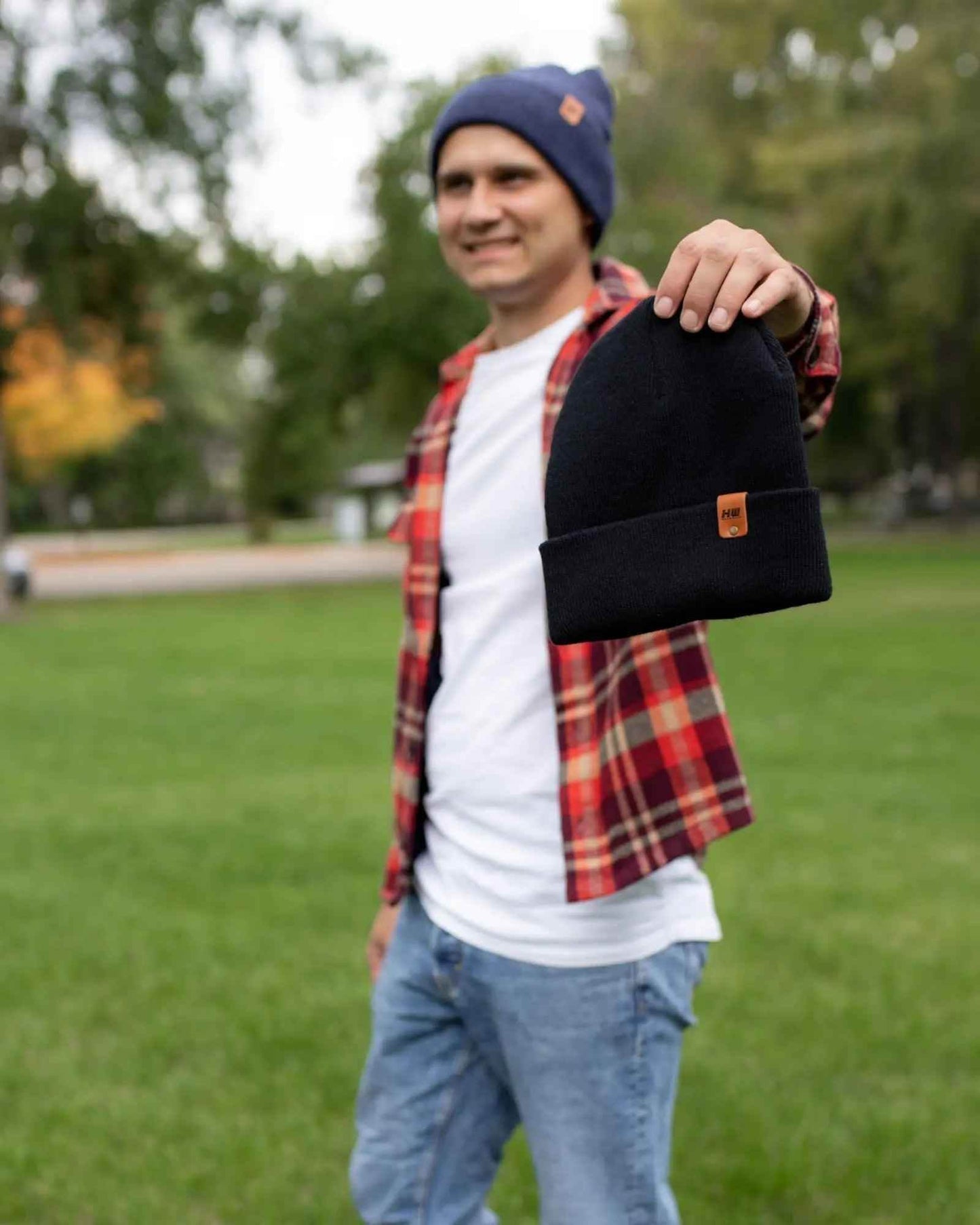 HAAKWEAR Traditional Denim Blue Beanie | Classic Cuffed Knit Hat | Made in USA