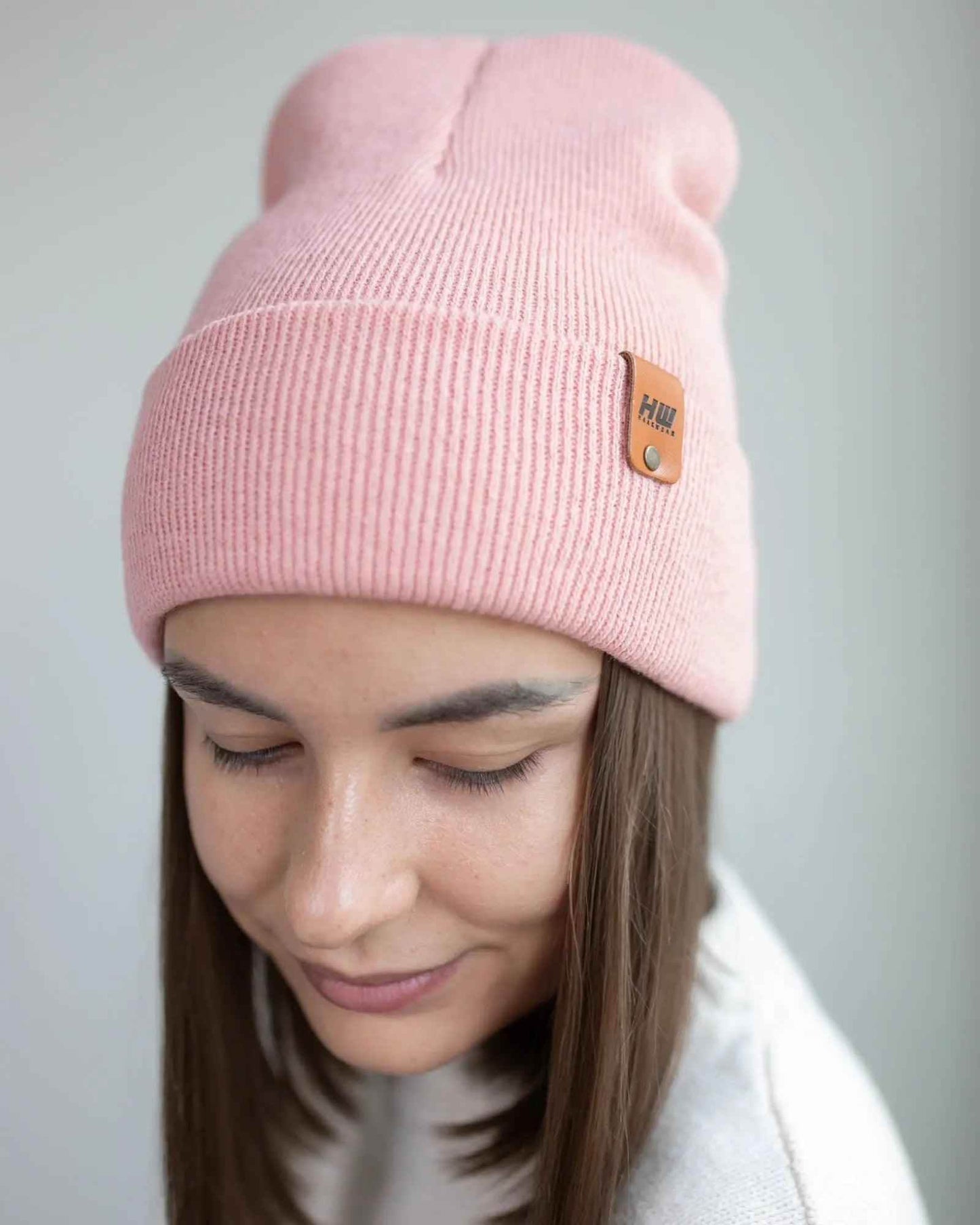 HAAKWEAR Traditional Pearl Pink Beanie | Classic Cuffed Knit Hat | Made in USA