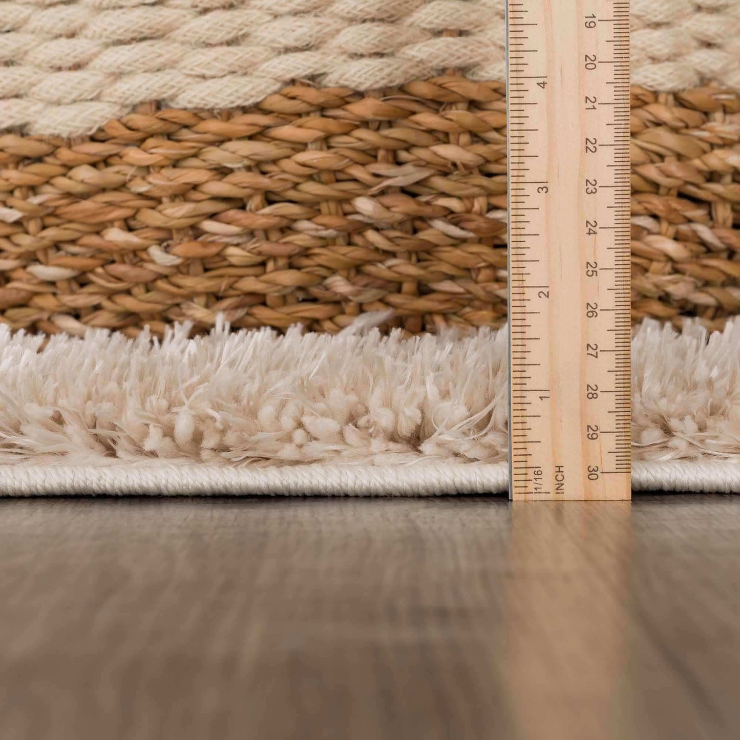 Faina Solid Beige Shag Rug Washable